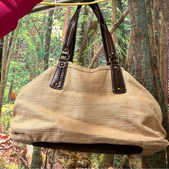 Fossil Burlap Tan Cream Purse handbag - Picture 2 of 12